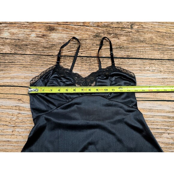VTG Adonna JCPENNEY Black All Nylon Slip Nightgown Lace Trim Women Sz 32 USA EUC - Picture 9 of 12